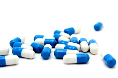 picture of blue and white pills 
